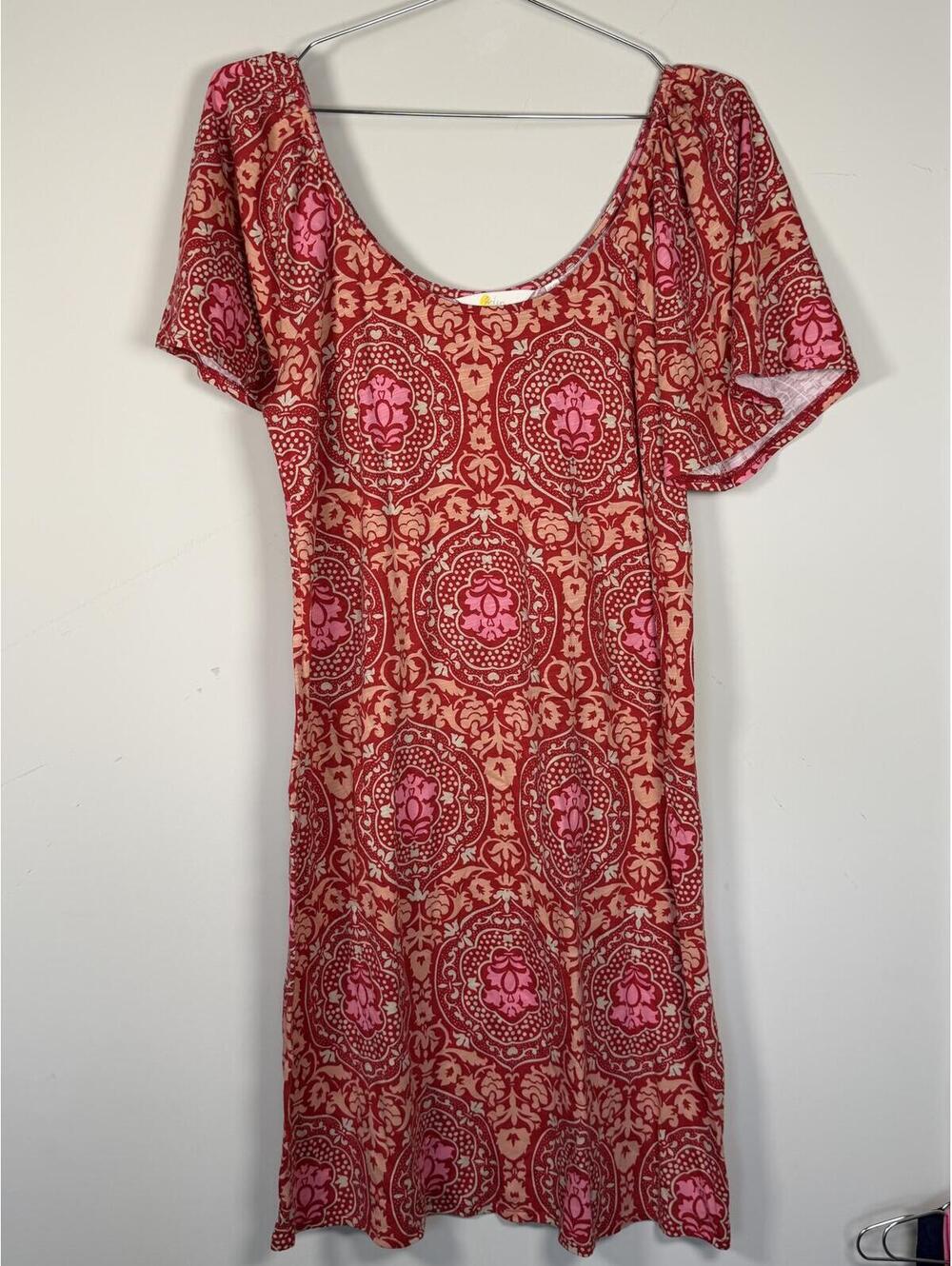 Boden scoop neck jersey dress‎ with geometric print size 8LONG